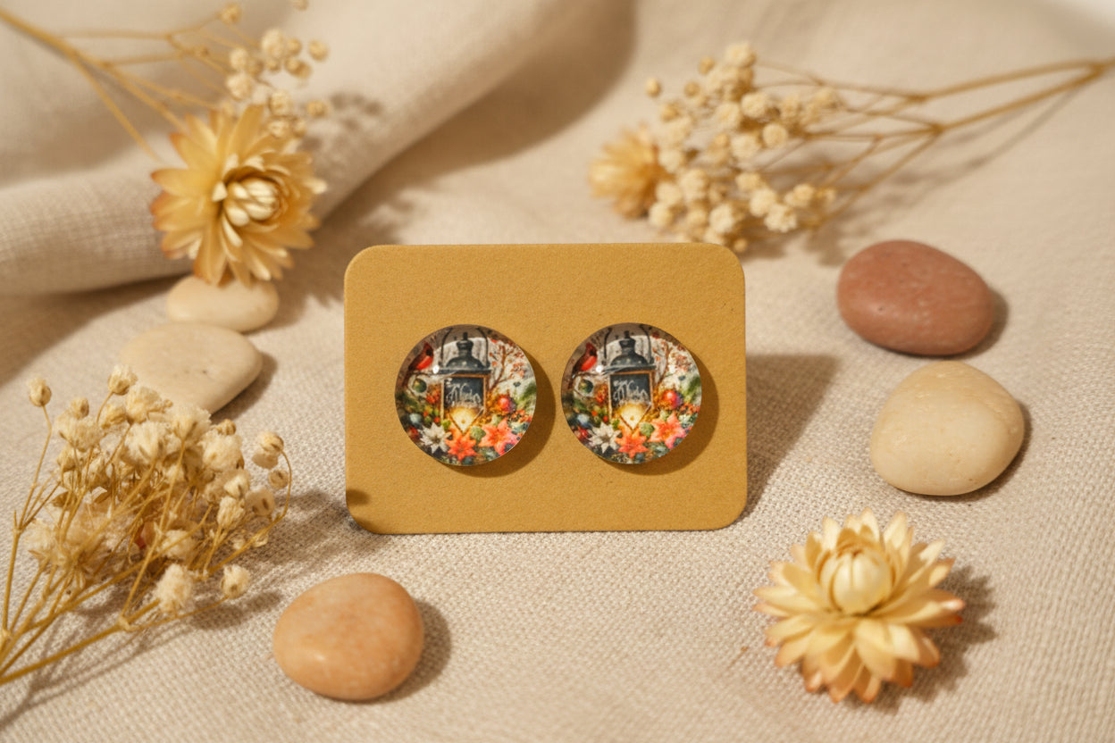 Cabochon Earring Christmas Lights