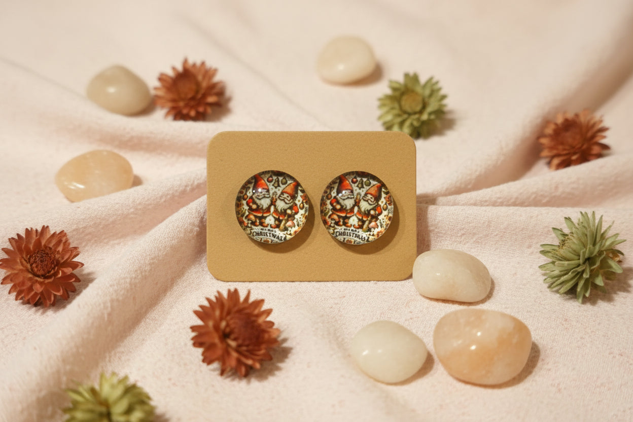 Cabochon Earring Christmas Gnomes