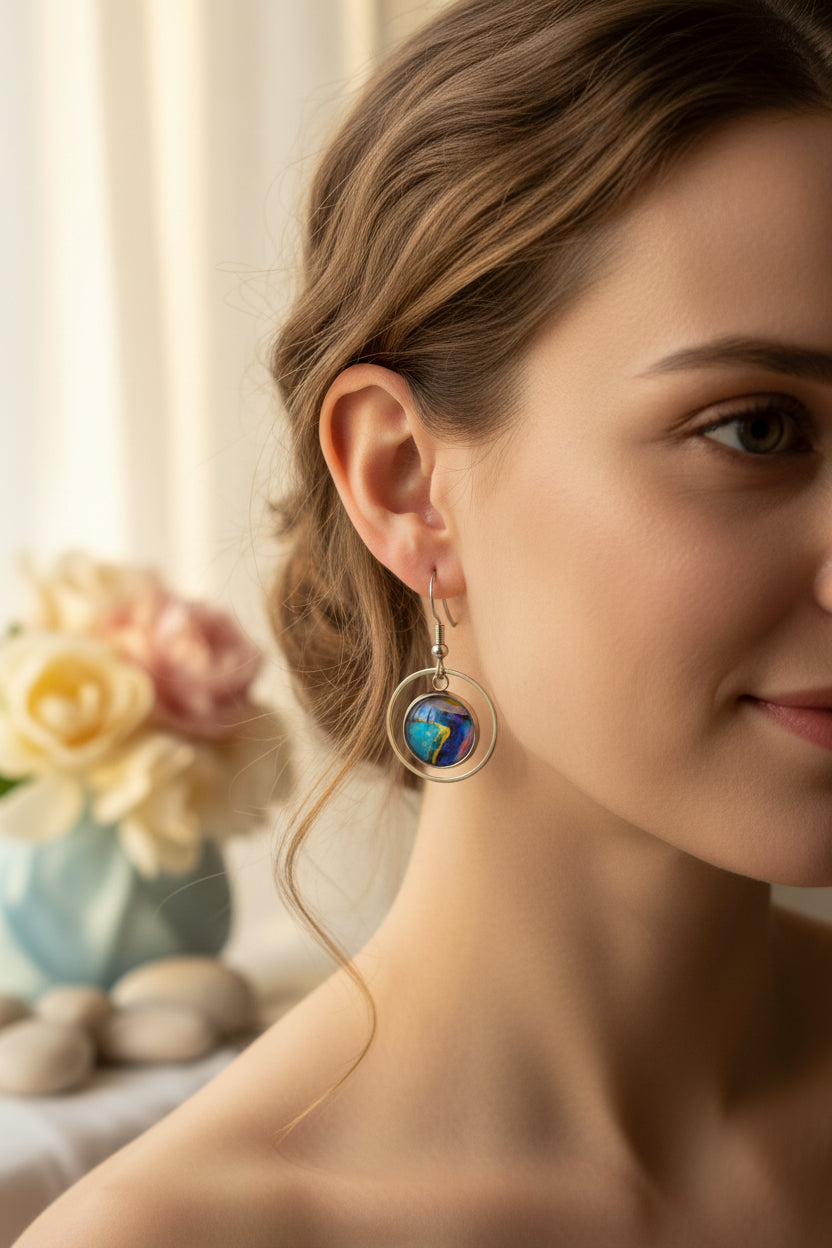 Cabochon Earring Hanging Circle