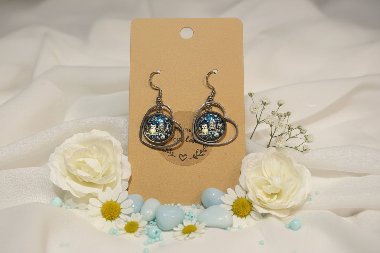 Cabochon Earring Hanging Heart