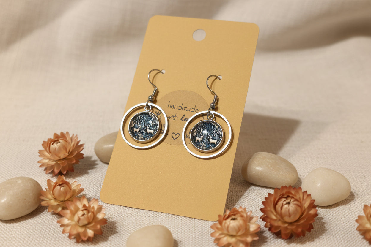 Cabochon Earring Hanging Circle
