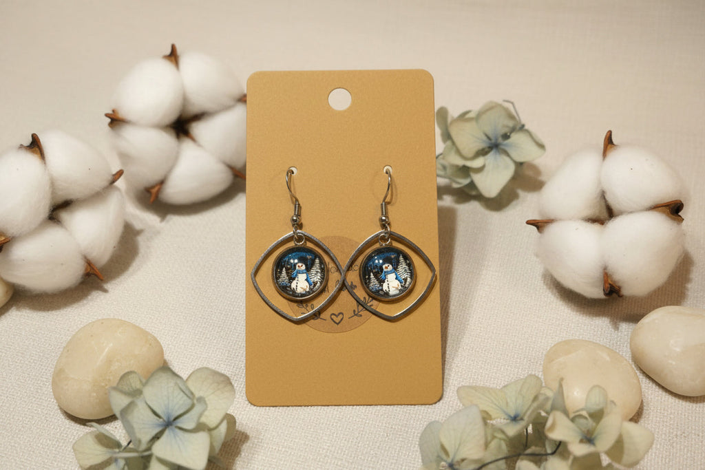 Cabochon Earring Hanging Square