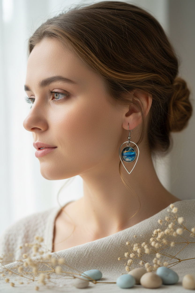 Cabochon Earring Hanging Drop