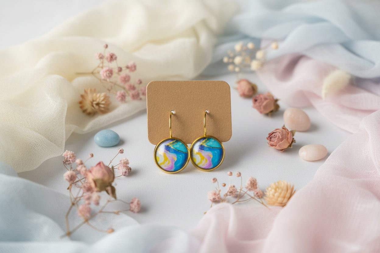 Cabochon Earring Small Hanging 
