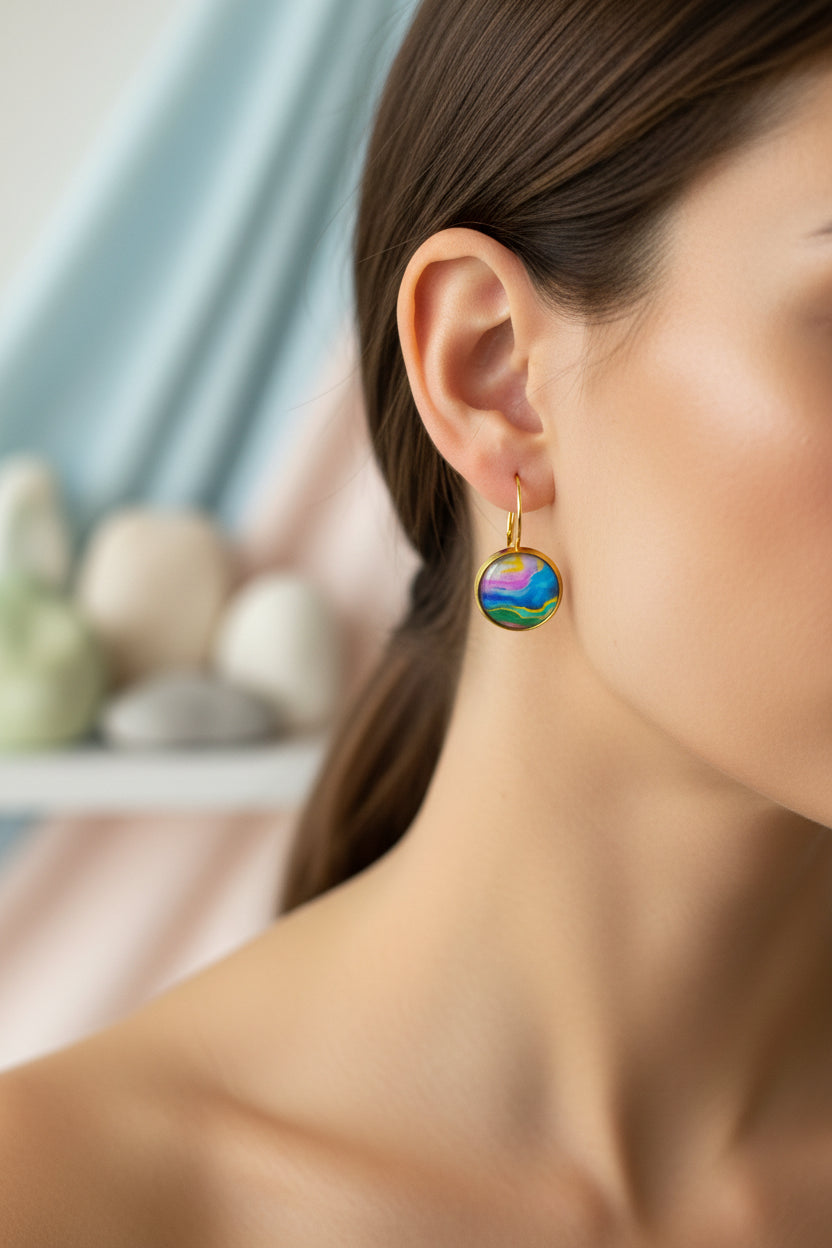 Cabochon Earring Small Hanging 