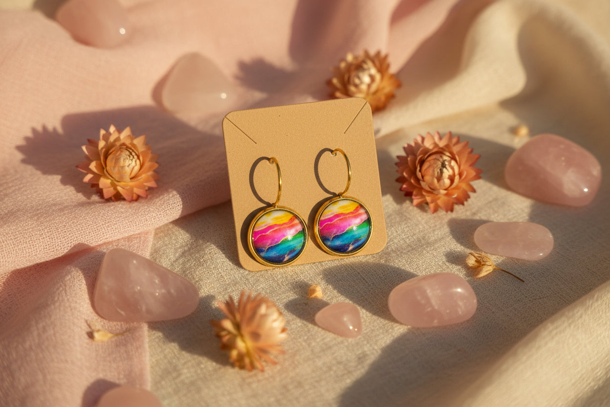 Cabochon Earring Small Hanging 