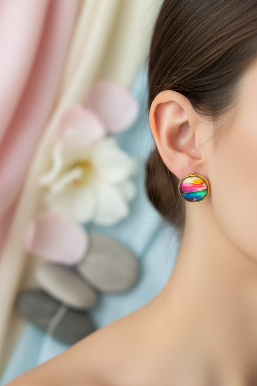 Cabochon Earring Small Hanging 