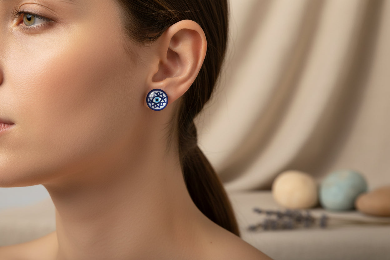 Cabochon Earring Mystical All Seeing Eye