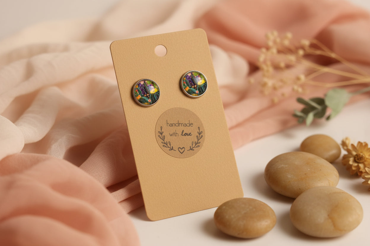 Cabochon Earring  Cactus