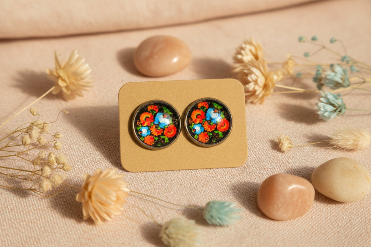 Cabochon Earring Nature Blossom
