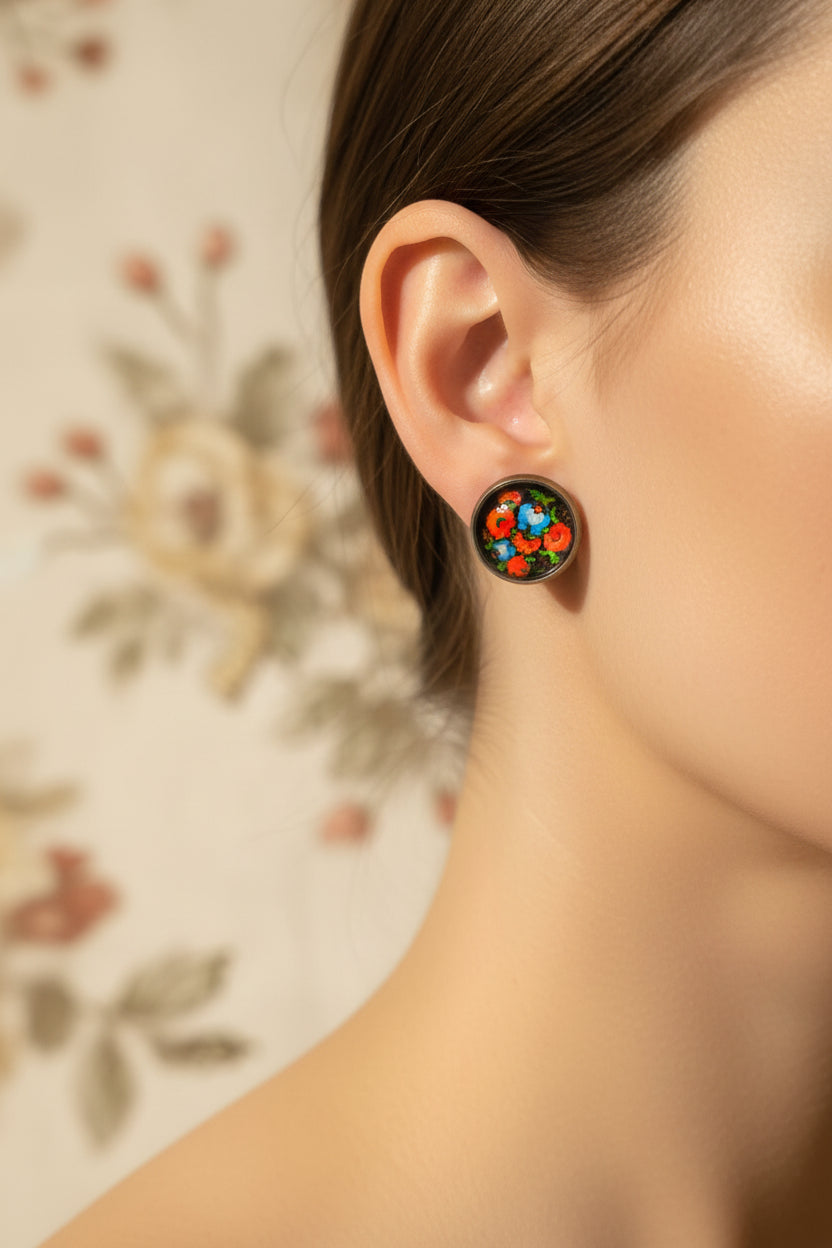 Cabochon Earring Nature Blossom