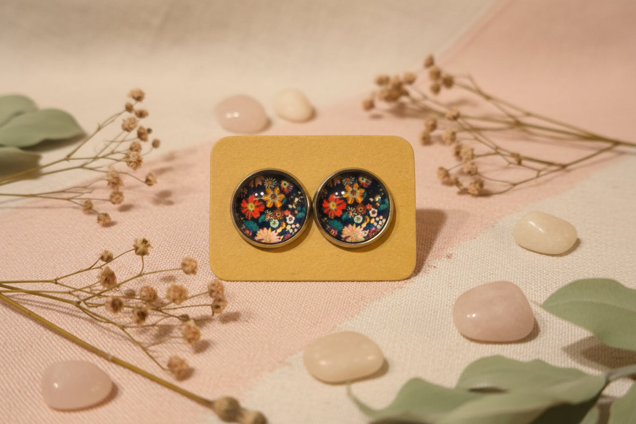 Cabochon Earring Flowers