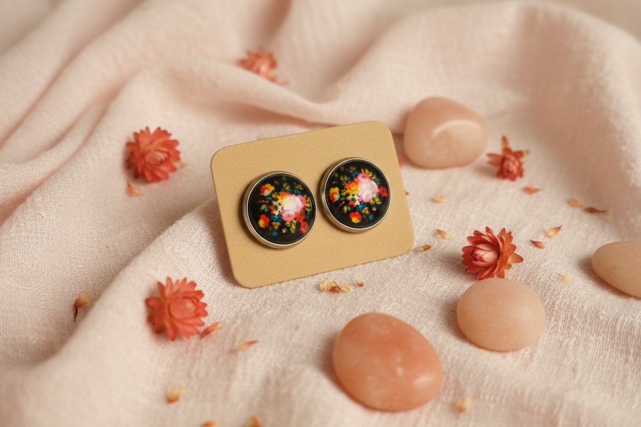 Cabochon Earring Flowers