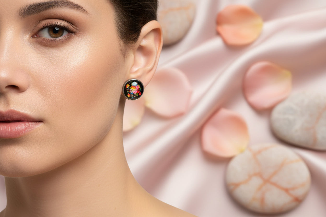 Cabochon Earring Flowers