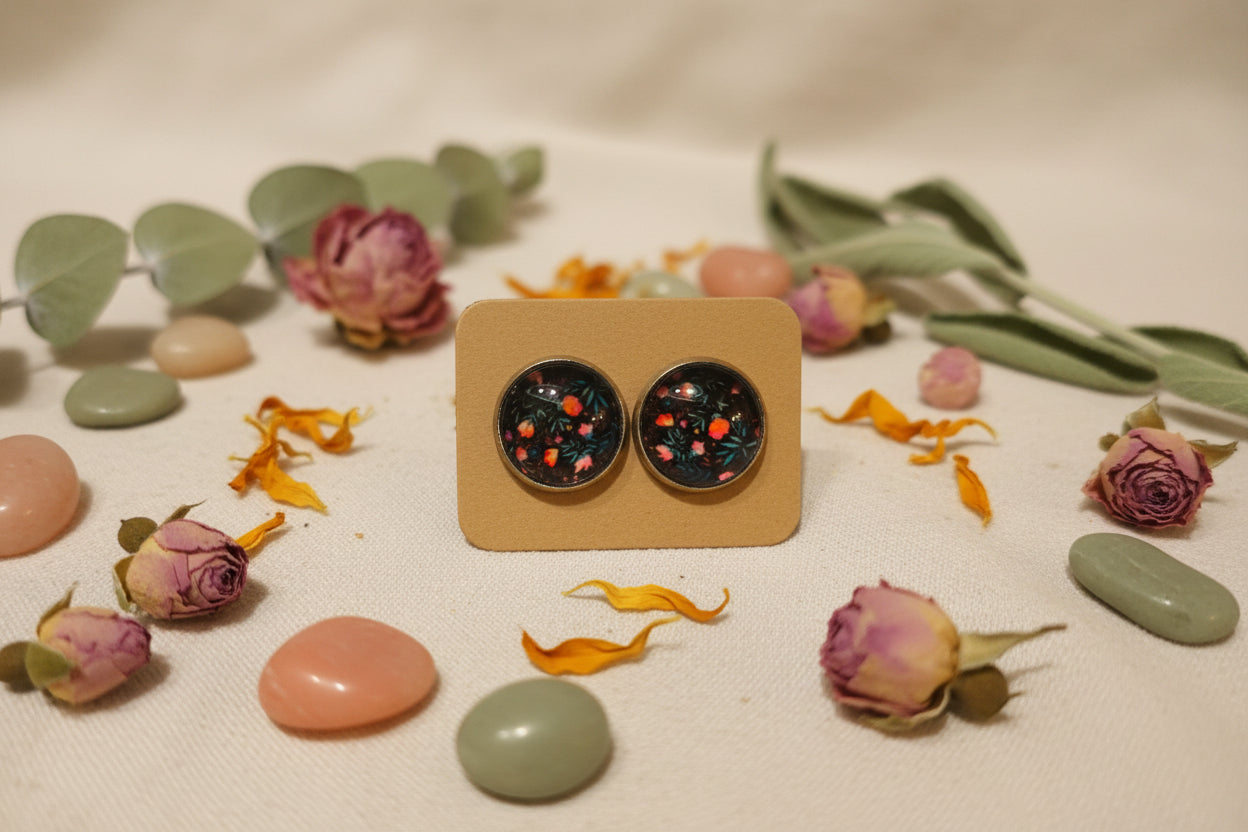 Cabochon Earring Colorful Nature