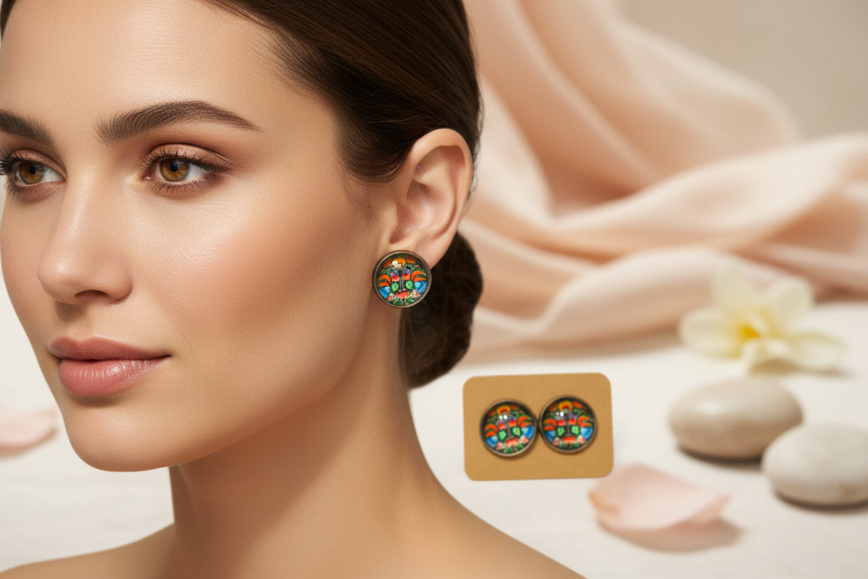 Cabochon Earring Flowers