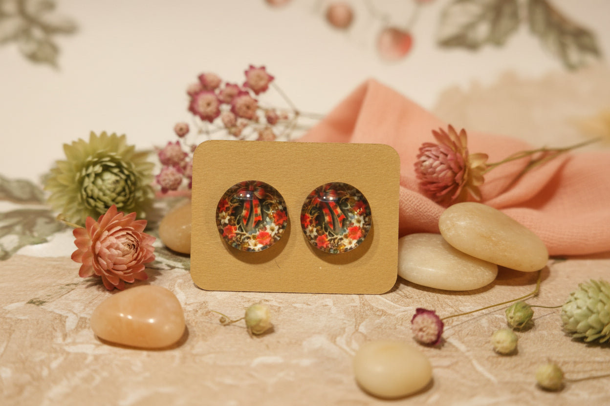 Cabochon Earring Flowers and Gift