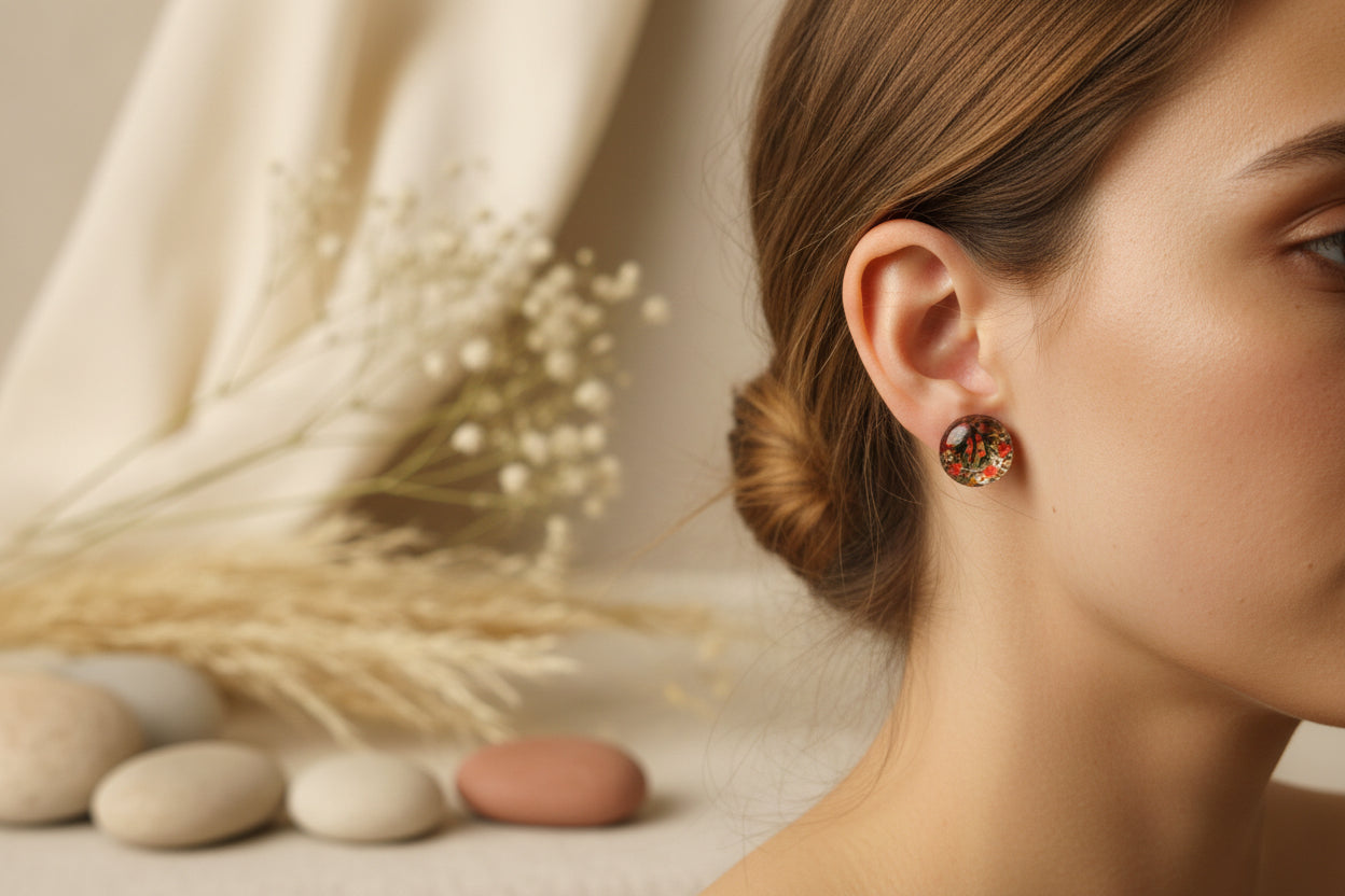 Cabochon Earring Flowers and Gift