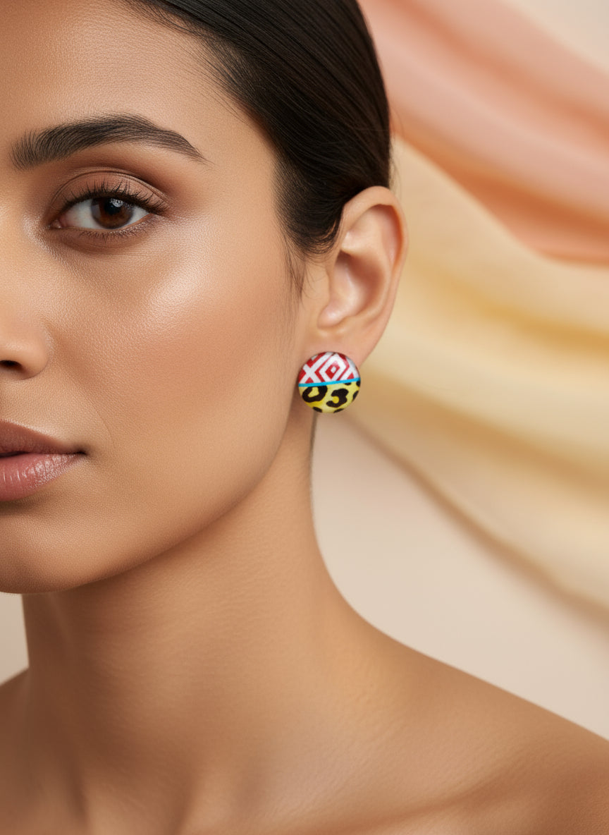 Cabochon Earring in Avantgard style