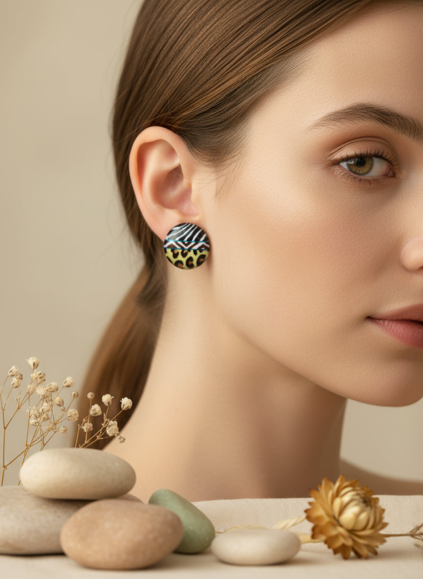 Cabochon Earring in Avantgard style