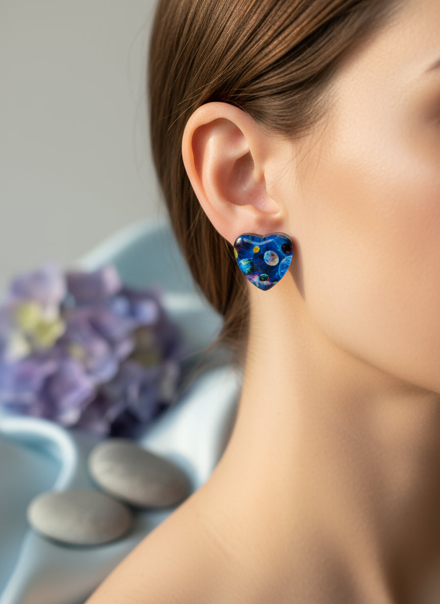 Cabochon Earring with Heart