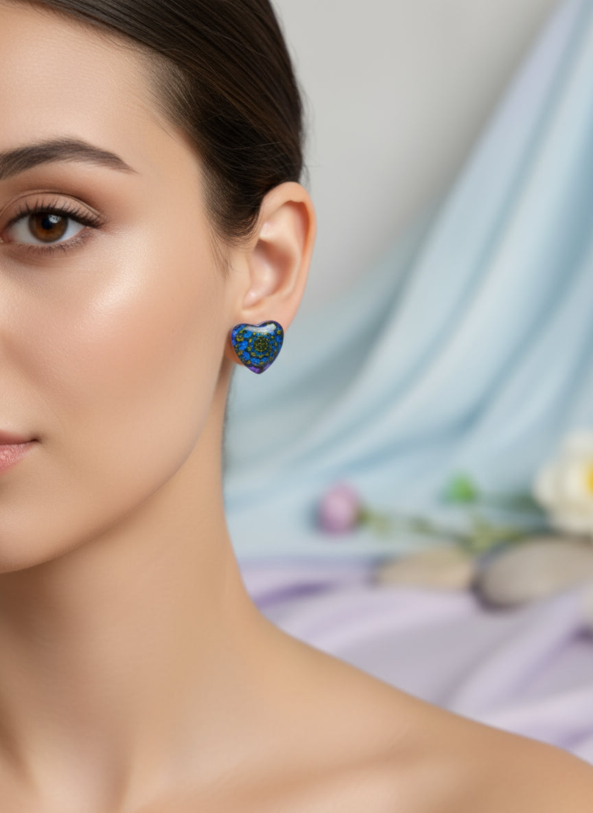 Cabochon Earring with Heart