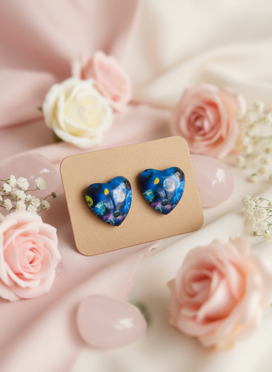 Cabochon Earring with Heart