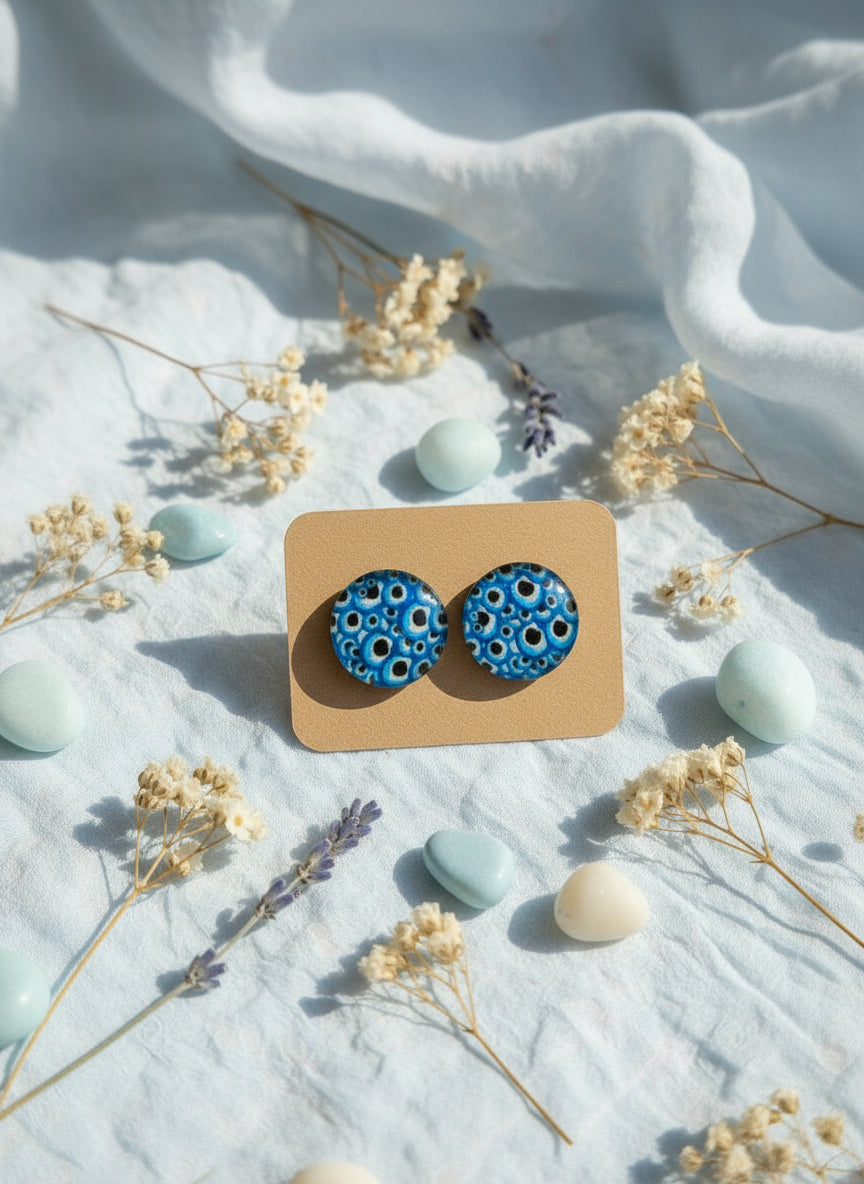 Cabochon Earring with Mandala