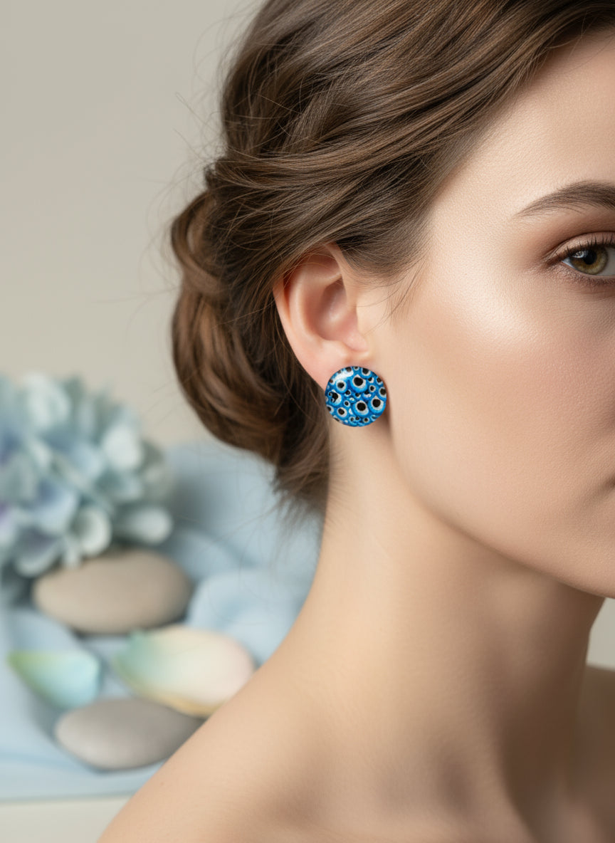 Cabochon Earring with Mandala