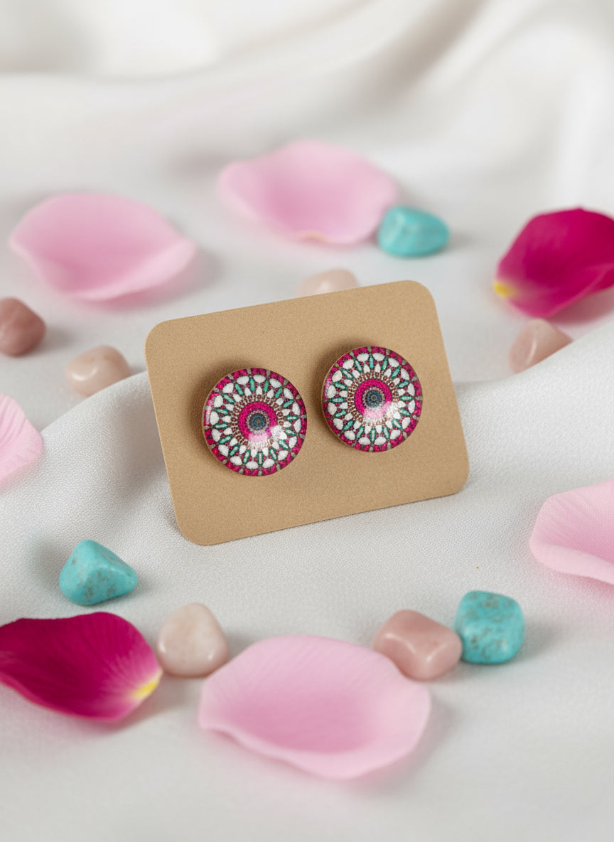Cabochon Earring with Mandala