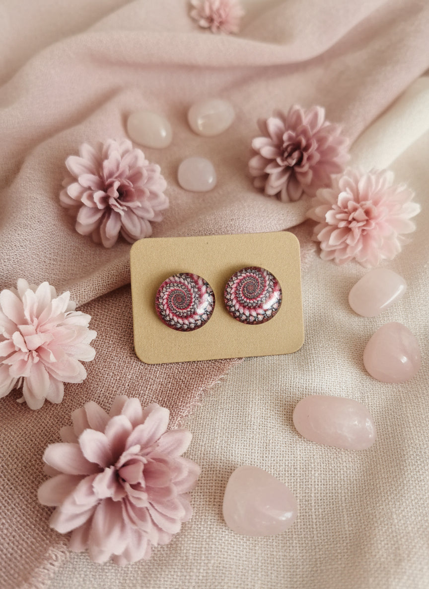 Cabochon Earring with Mandala