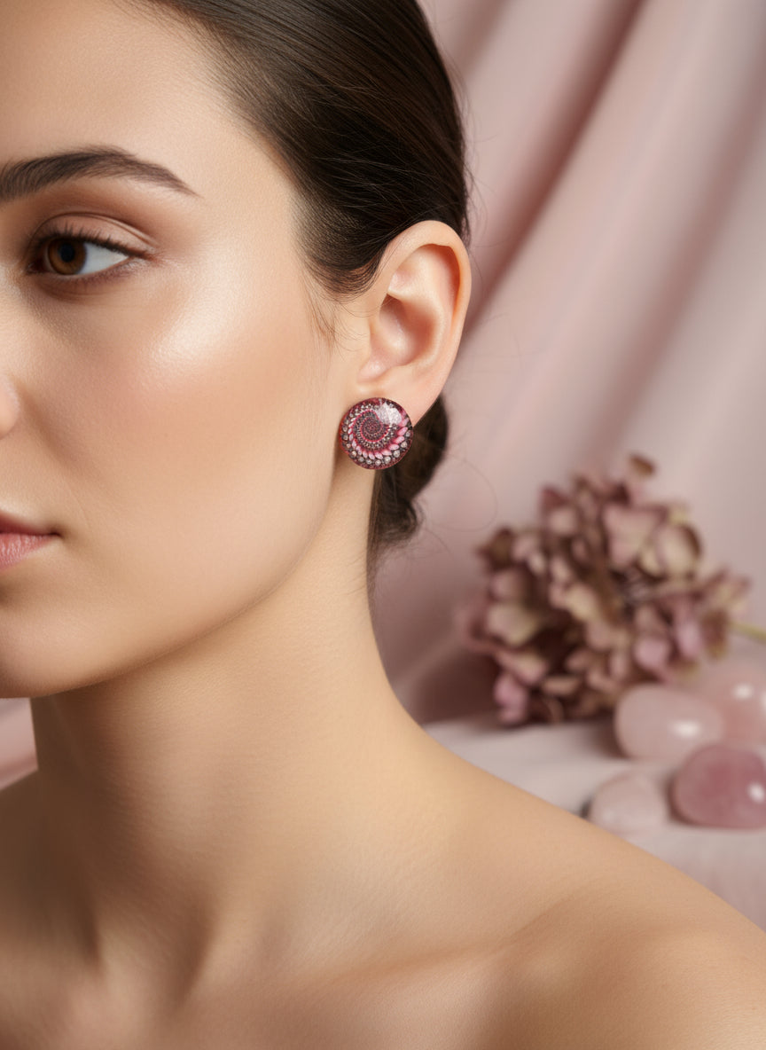 Cabochon Earring with Mandala