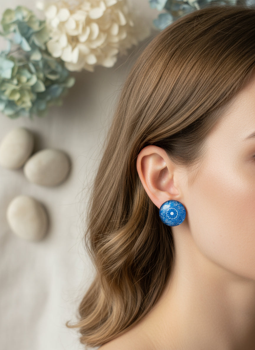 Cabochon Earring with Mandala