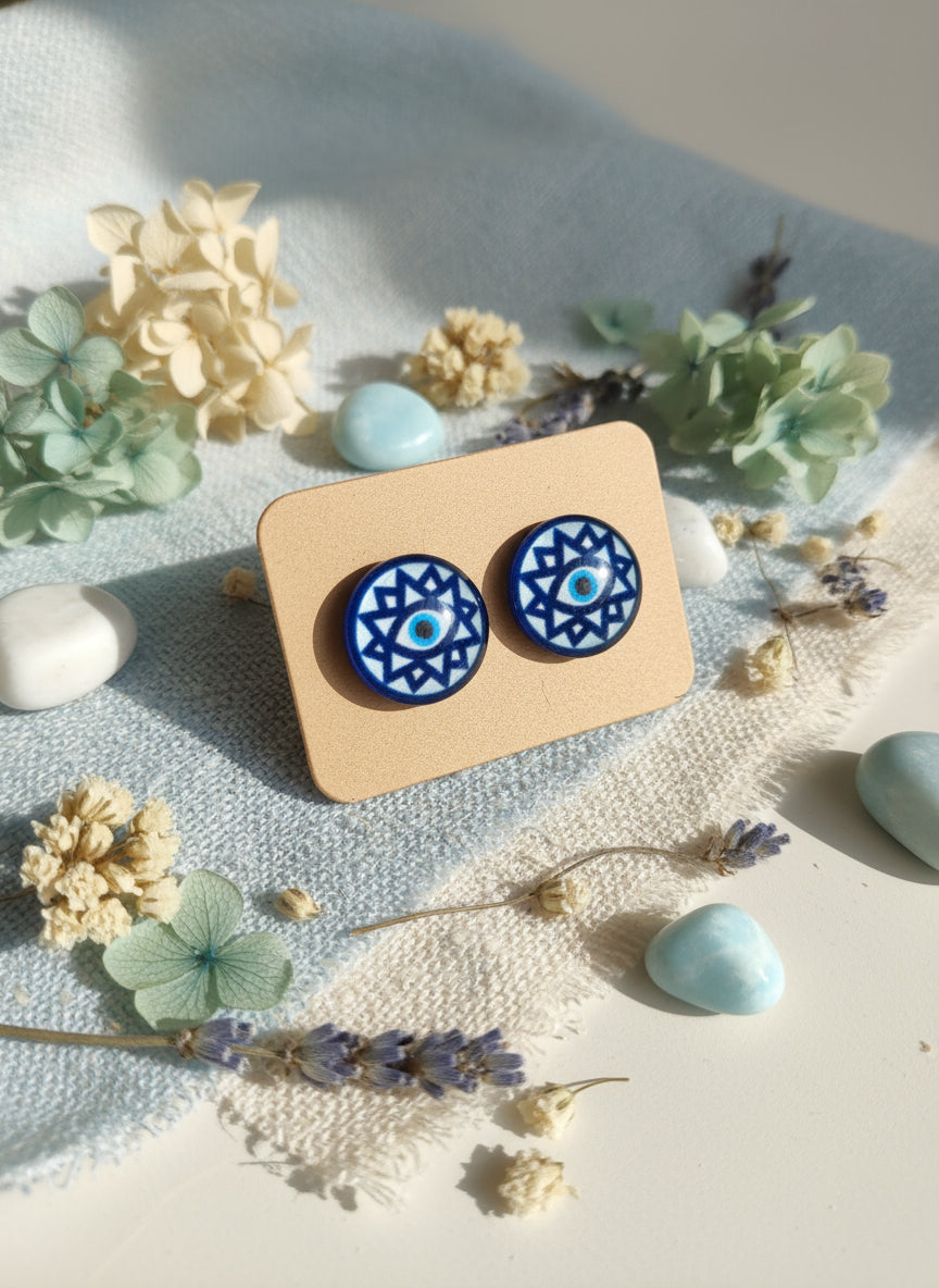 Cabochon Earring with Mandala