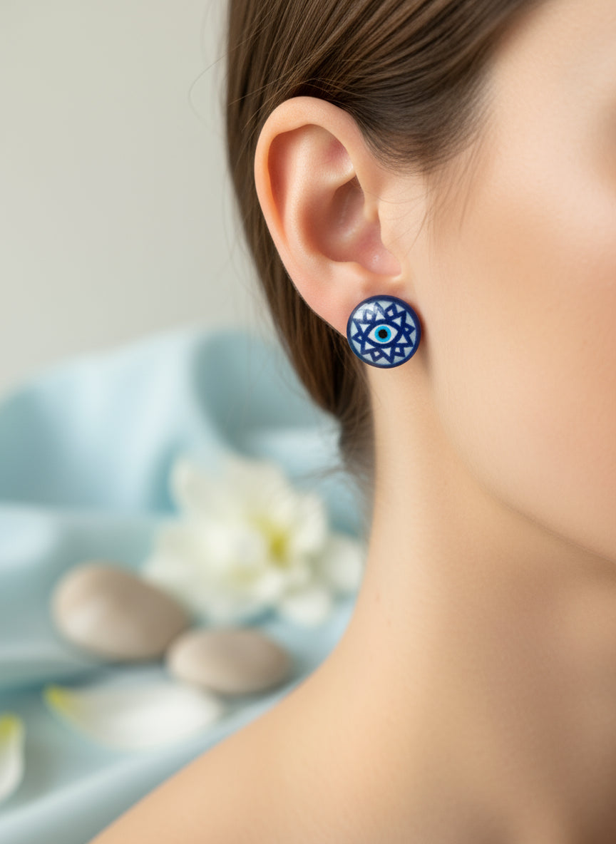 Cabochon Earring with Mandala