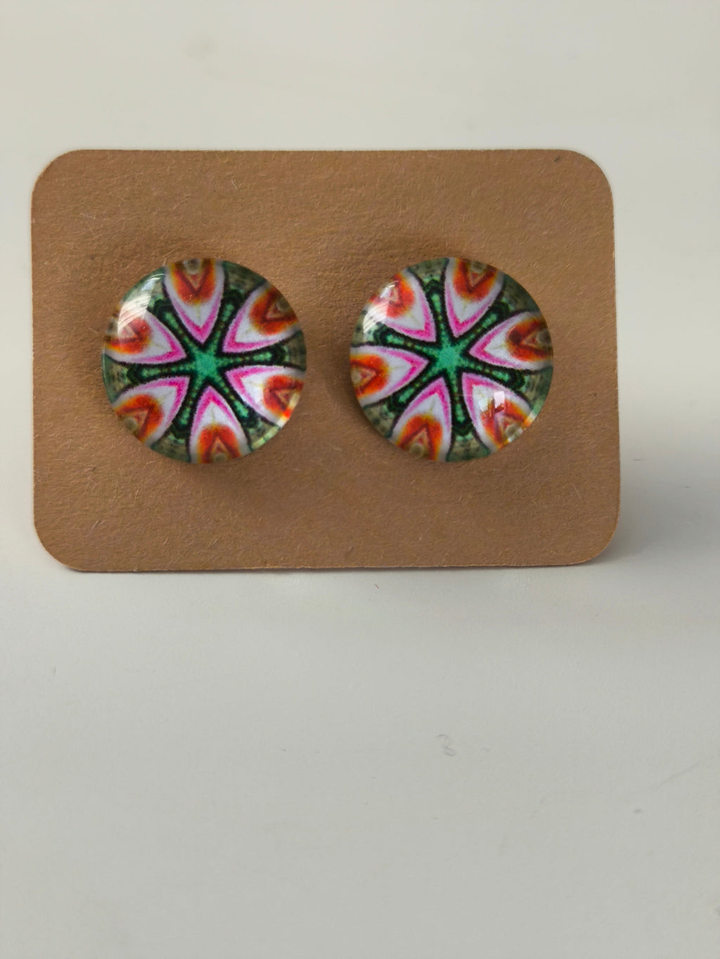 Cabochon Earring with Mandala