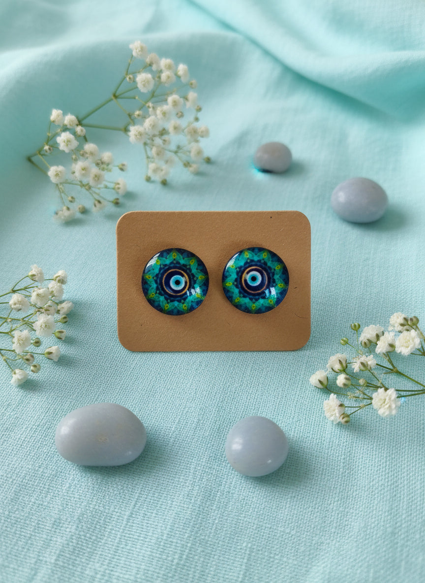 Cabochon Earring with Mandala
