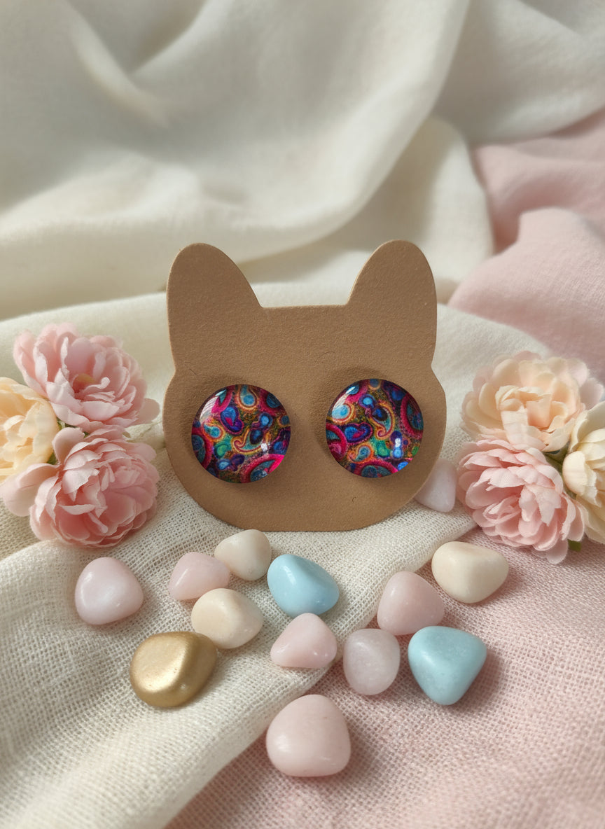 Cabochon Earring with Mandala