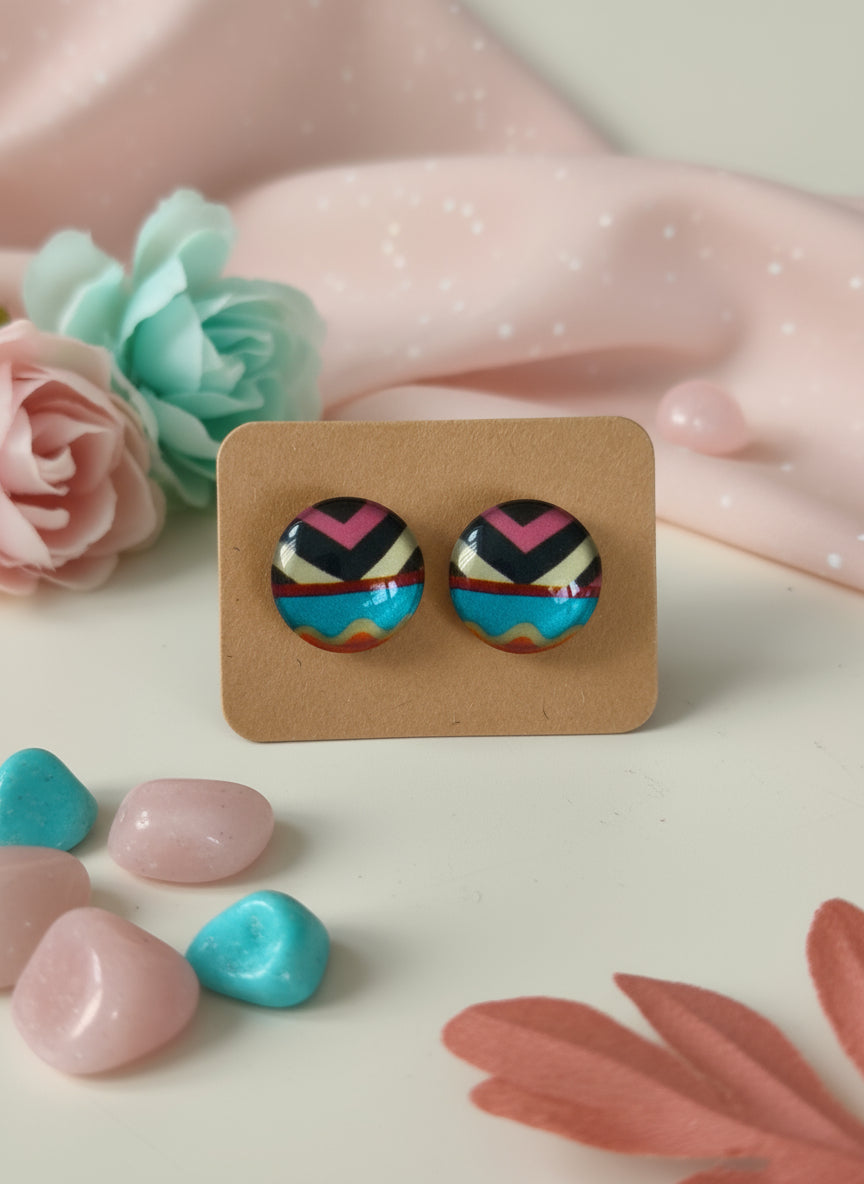 Cabochon Earring with Mandala