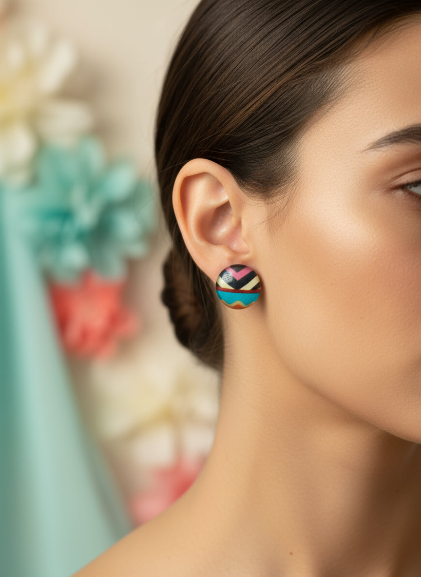 Cabochon Earring with Mandala