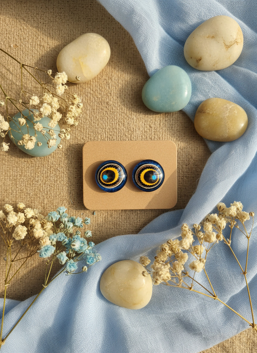 Cabochon Earring with Mandala