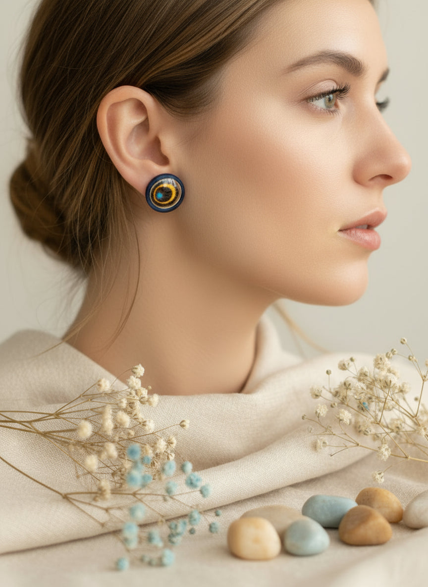 Cabochon Earring with Mandala