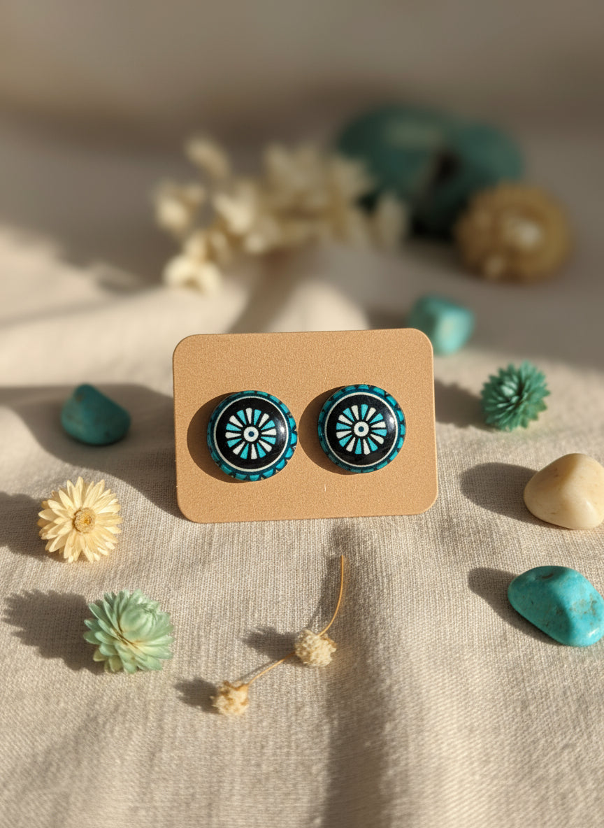Cabochon Earring with Mandala