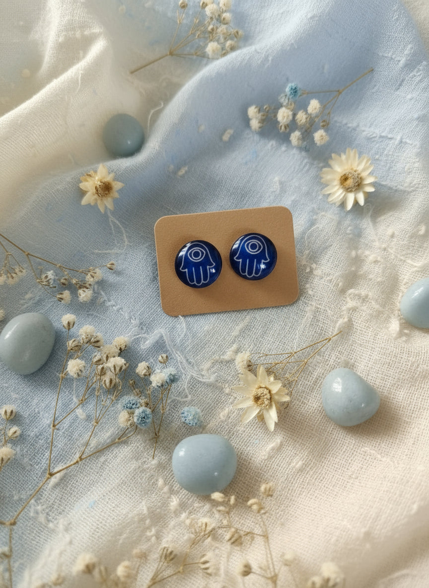 Cabochon Earring with Mandala