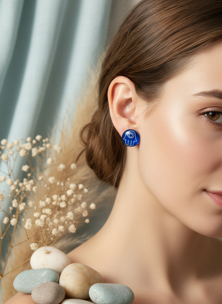 Cabochon Earring with Mandala