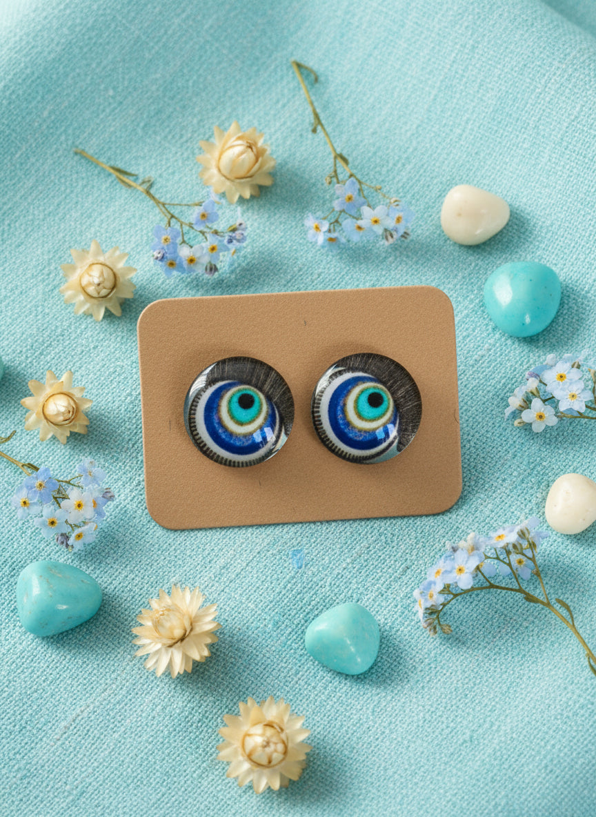 Cabochon Earring with Mandala