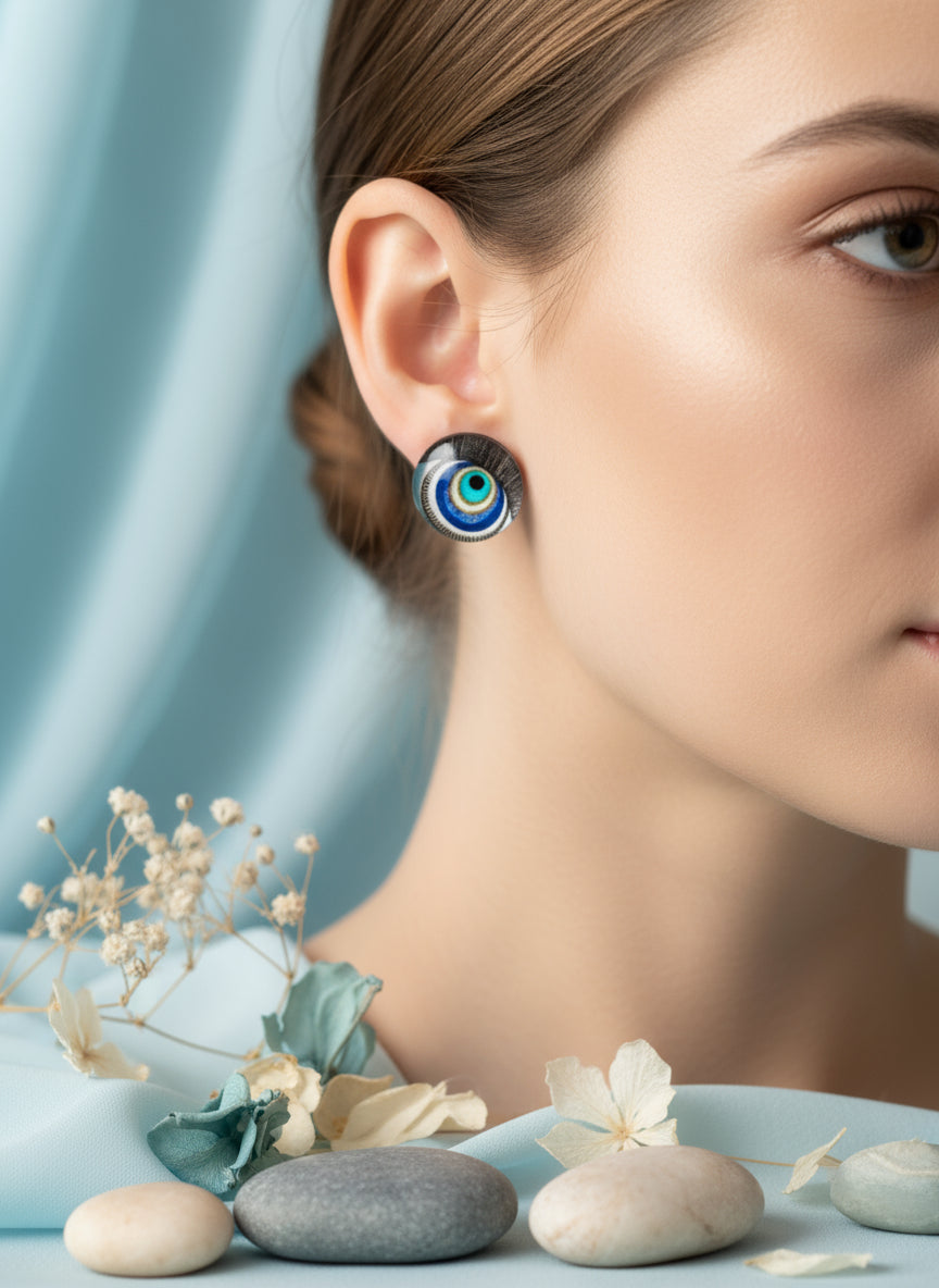 Cabochon Earring with Mandala