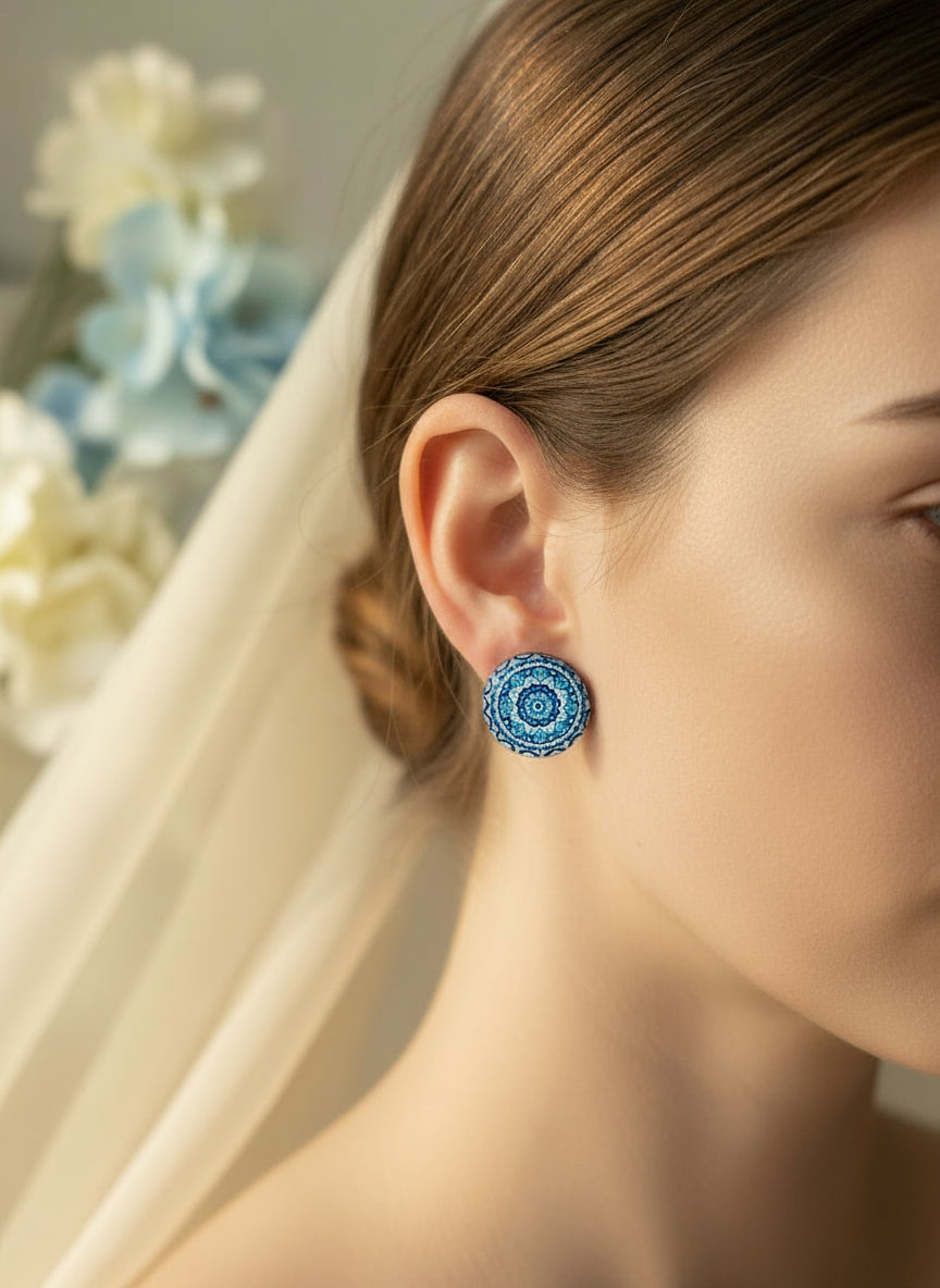 Cabochon Earring with Mandala