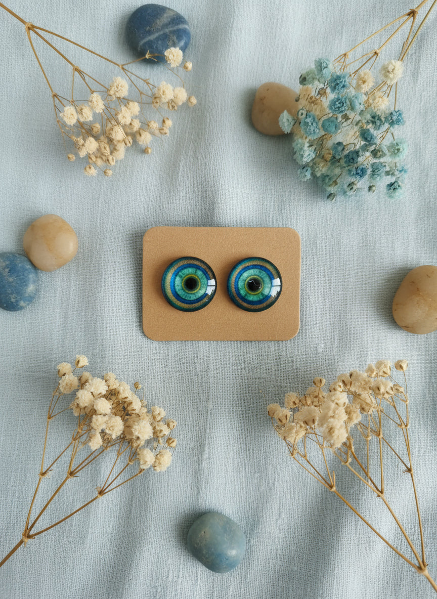 Cabochon Earring with Mandala