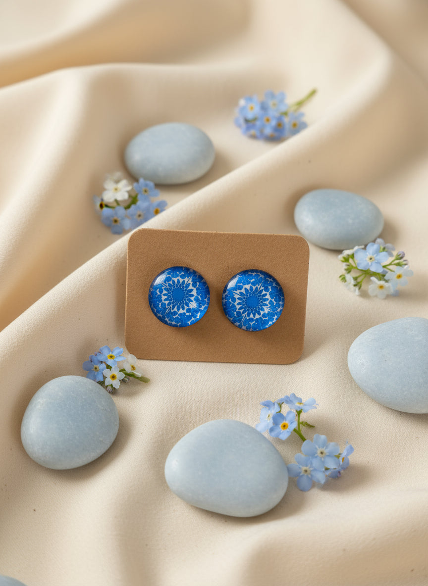 Cabochon Earring with Mandala